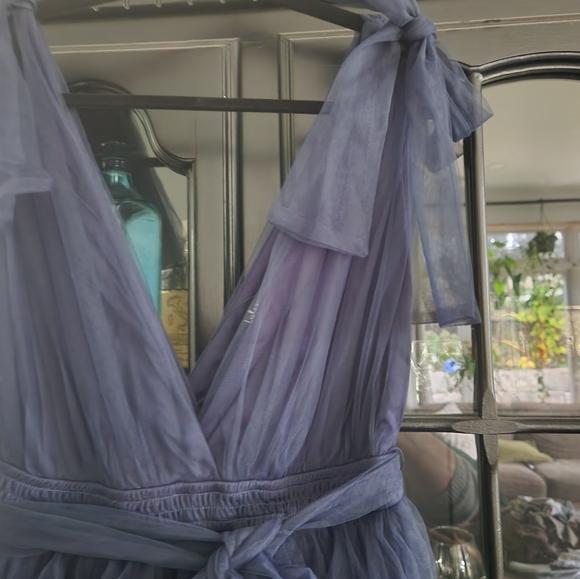 Flawless Arrival Navy Blue Tulle Tie-Strap Tiered Maxi Dress - M - Picture 5 of 5